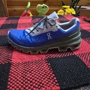 On Running Gray and Blue Sneakers